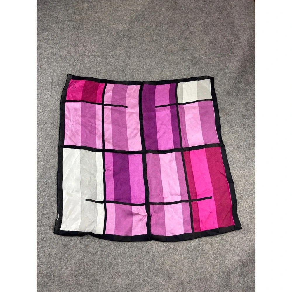 VTG Chic Oscar de la Renta Pink Purple Colorblock Geometric Square Scarf 21x21